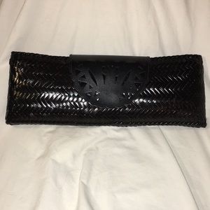 Black straw clutch